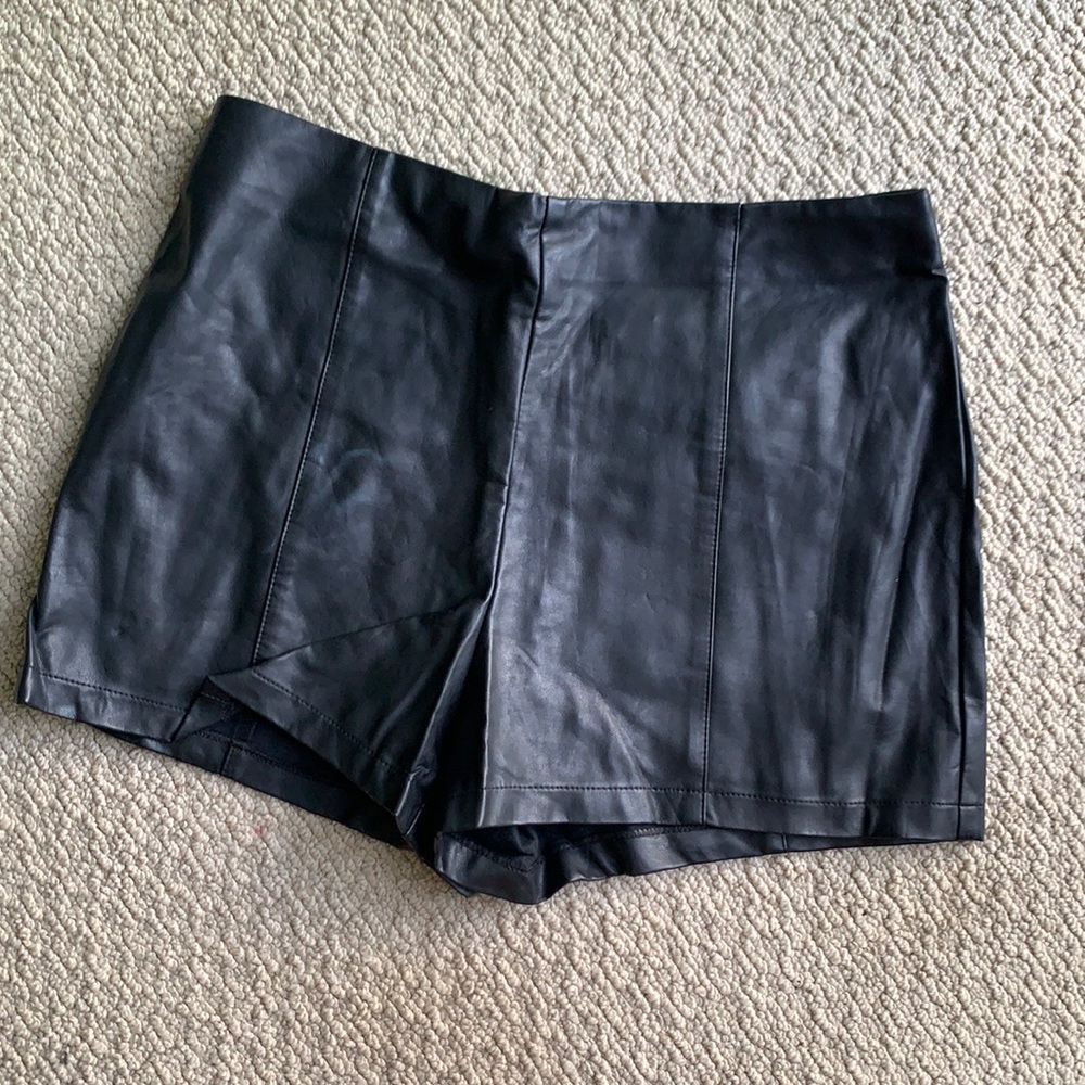 Faux leather shorts